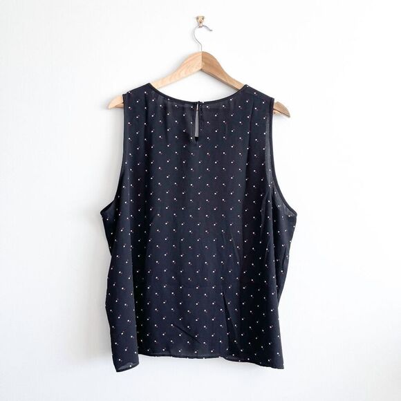 Reitmans Womens Twist Front Square Dot Sleeveless Top Black Size 3X - Picture 2 of 8